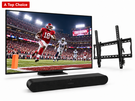 BUNDLE DEAL! 55" weatherloc® Treated TCL QM7L Series QD-Mini LED QLED 4K UHD Smart TV. Bundle includes 55" TV and Cover, Sonos Ray Soundbar, Tilt Mount, & TV Cover - (FULL SUN SERIES)